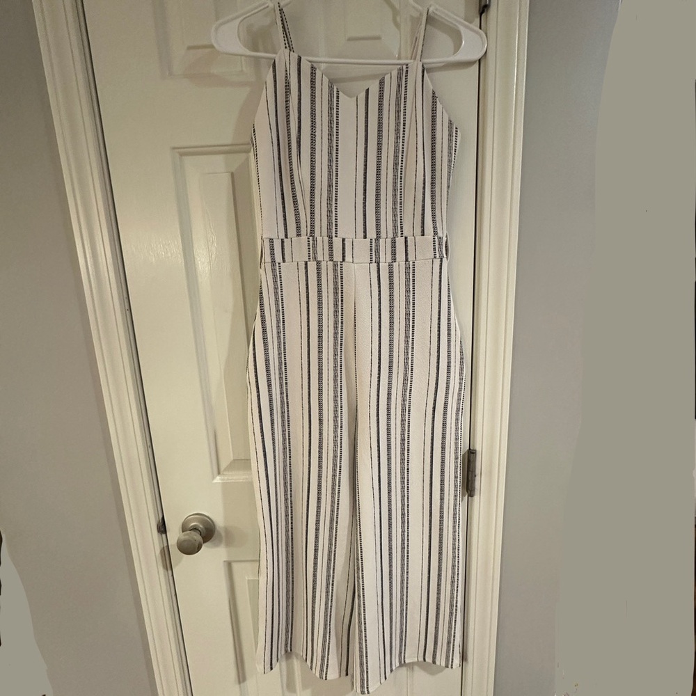 Crave Fame Black and White Striped Jumpsuit
